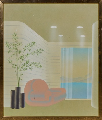 A Mid-Century Lounge Scene Painting
