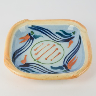 A Merylin Wiseman Square Plate With Slip Trail Decoration