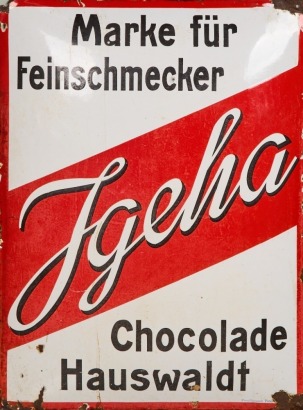 A Porcelain Enamel German Igeha Chocolate Advertising Sign