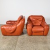A Pair of Leather Lounge Chairs by Poltromec Italy - 2