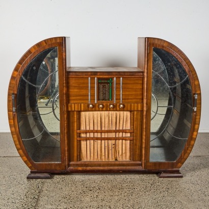 An English Art Deco Walnut Radiogram Sideboard