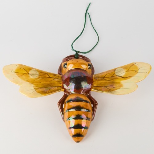 A French Sarreguemines Majolica Bee Wall Pocket c. 1910