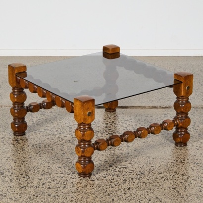 A Mid-Century Turned Walnut End Table