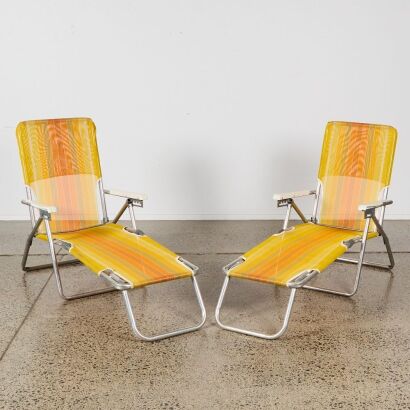 A Pair of Retro Seventies Folding Sun Loungers