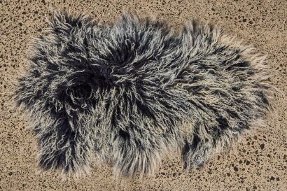 A Petrol Blue Tibetan Lamb Rug