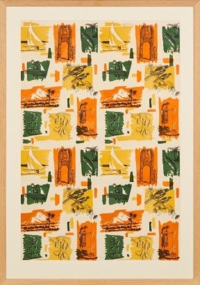 A Vintage Croxley Wrapping Paper Sheet with Scenes of Aotearoa