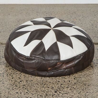 A Vintage Black And White Pouffe