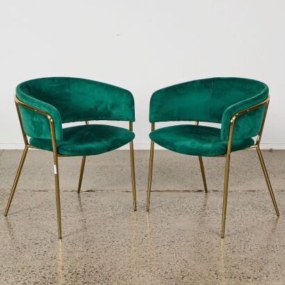 A Pair of Green Velvet Chairs