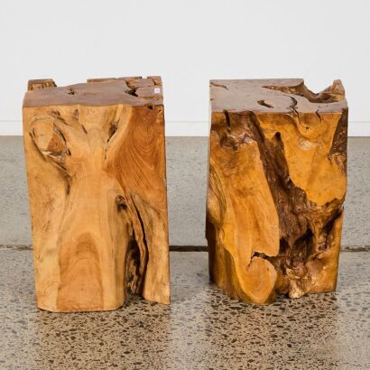 A Pair of Teak Root Stools