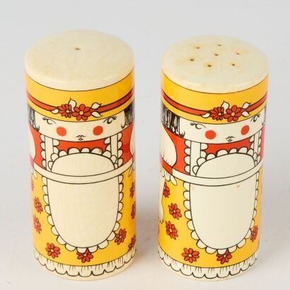 A Pair of Carltonware Salt & Peppers French Maid By Vivienne Brennan c.1960s