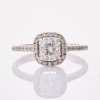 18ct White Gold, Modern, .78ct Cushion Cut Diamond / .29ct Diamond Halo Ring, GIA Certified