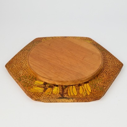 A Folk Art Pyrographic Kowhai Serving Platter