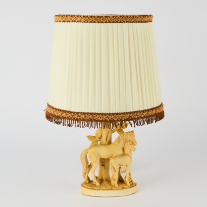 A Vintage 'Marble Art' Horse Lamp, New Zealand