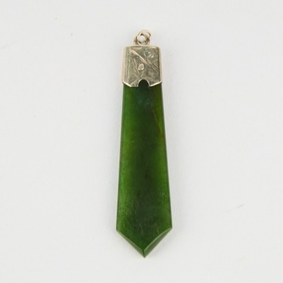 A Colonial Pounamu Pendant with Silver Fixture