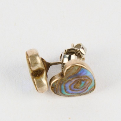 A Pair of Heart Shaped Paua Shell Earrings