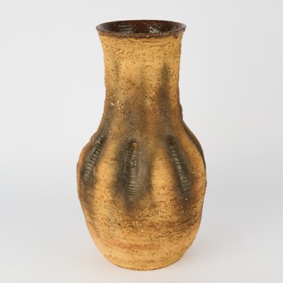 A Large Woodfired Vase Marked DF