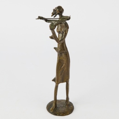 A Bronze Sculpture of a Violinist