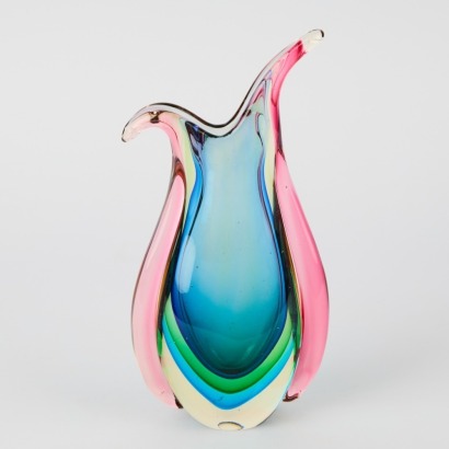 A Murano Sommerso Quad Colour Art Glass Vase