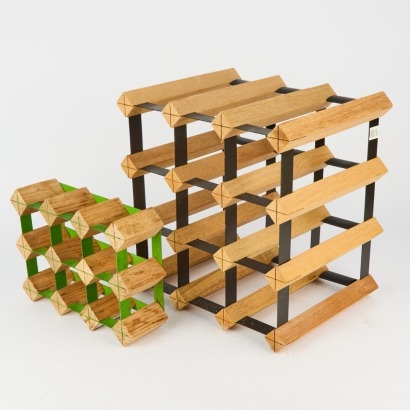 A Pair of Odd Couple Wine Racks, a 12 Bottle Traditional Rack and a Nine Picalo Bottle Rack