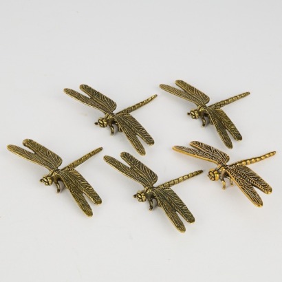 A Collection of Five Brass Dragonflies