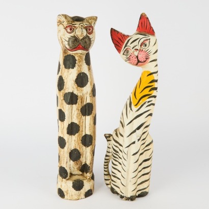 A Pair of Folk Art Cats