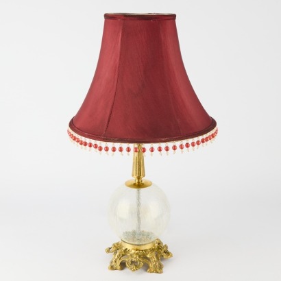 An Italian Glass and Brass Base Lamp