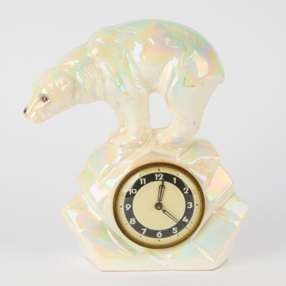 An Art Deco Ceramic Polar Bear Clock By Jema Holland