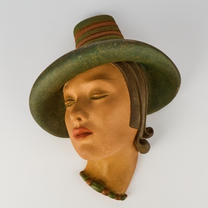 An Art Deco Plaster Face Mask of a Female by Ian Douglas