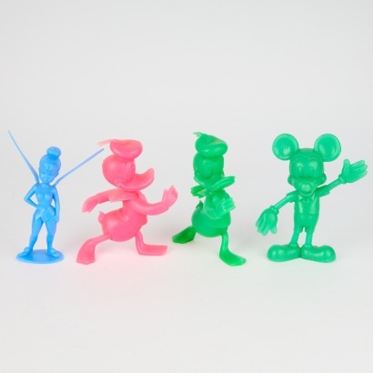 A Set of Four Plastic Disney Figurines, Stamped 1971