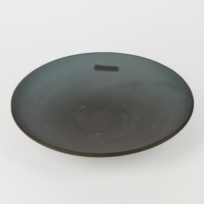 A Darryl Fagence Black Glass Koru Platter