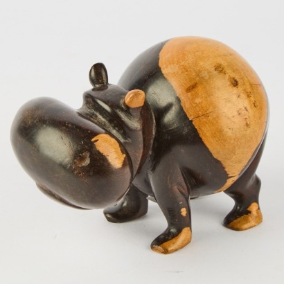 A Vintage Carved Ebony Hippo