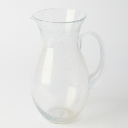 A Vintage French Bubble Glass Jug