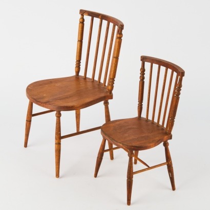 A Pair of Vintage Small Scale English Windsor Chairs