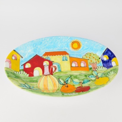 A Large Italian Oval Plate By Nino Parrucca