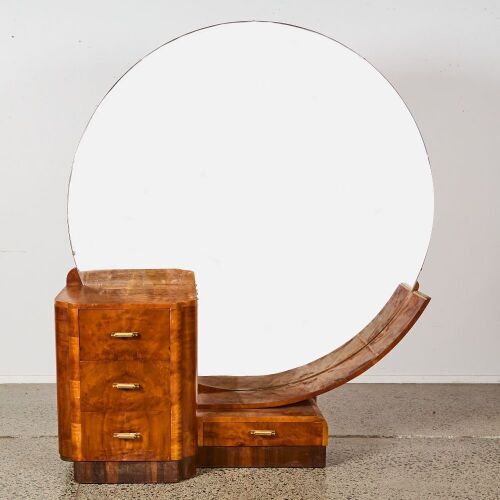An Art Deco Blurred Walnut Dresser