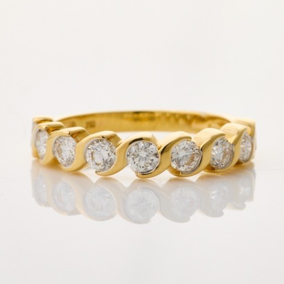 18ct Yellow Gold, 1.00ct Nine Stone Diamond Ring - Near new