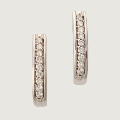 18ct White Gold, .33ct Diamond Hoop-Style Earrings - Near new