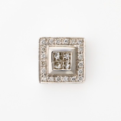 18ct White Gold, Modern, .27ct Slider Square Pendant - Near new