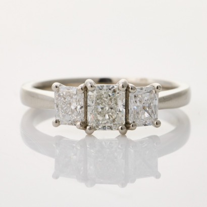 Platinum, Traditional 1.20ct Three Stone Diamond Ring - Near new