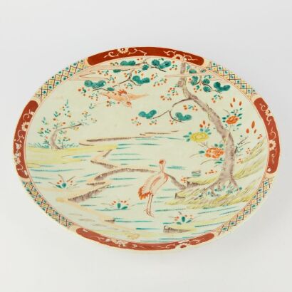 A Japanese 20th Century Pained ' Pine and Crane" Charger