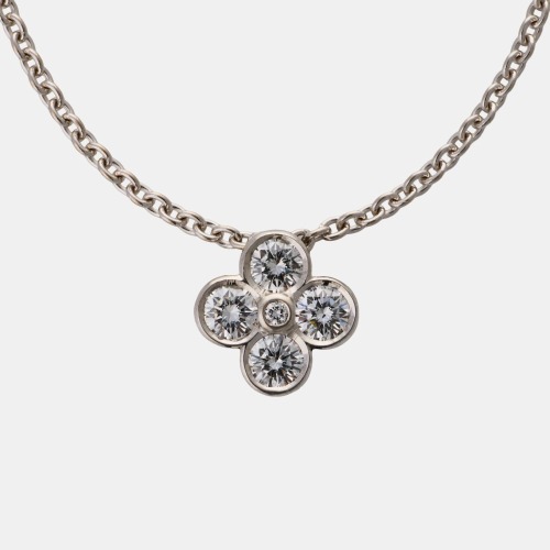 18ct White Gold, Modern, 0.68ct Diamond Pendant on 45cm Cable Link Chain
