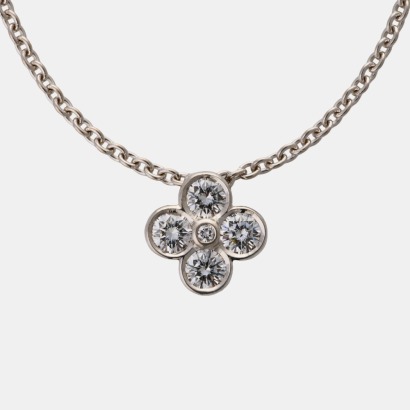 18ct White Gold, Modern, 0.68ct Diamond Pendant on 45cm Cable Link Chain