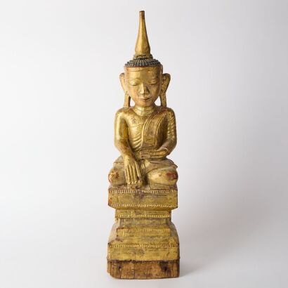 A Thai Gilt-lacquered Wooden Buddha