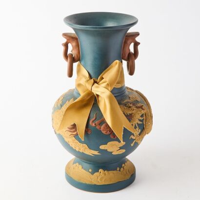 A Chinese 20th Century Yixing &lsquo;Dragon&rsquo; Handled Vase