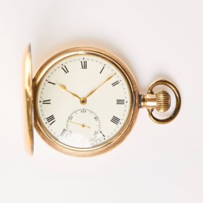 Filled Gold, 50mm Dennison "Star" UK Made Case, Swiss 7 jewel lever movement, Full Hunter Pocket Watch