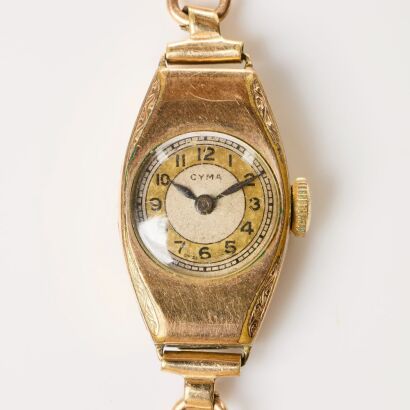 9ct Gold Filled Cyma, 24.2mm Hand Wound, Australian Made Case by Handley of Melbourne, Cocktail Wristwatch, circa1920's