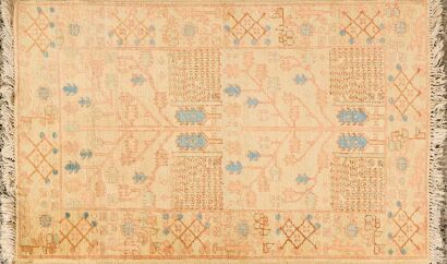 A Small Vintage Hand Knotted Wool Turkish Oushak Rug
