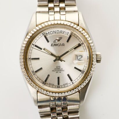 Stainless Steel, 35mm Enicar Day-Date Automatic Wristwatch, circa 1980's