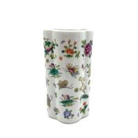 A Chinese Famille Rose 'Floral and Butterfly' Brush Pot