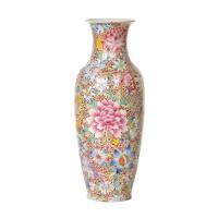 A Chinese Republic Period Famille Rose 'Mille-Fleurs' Vase (Da Qing Qianlong Nian Zhi Mark）